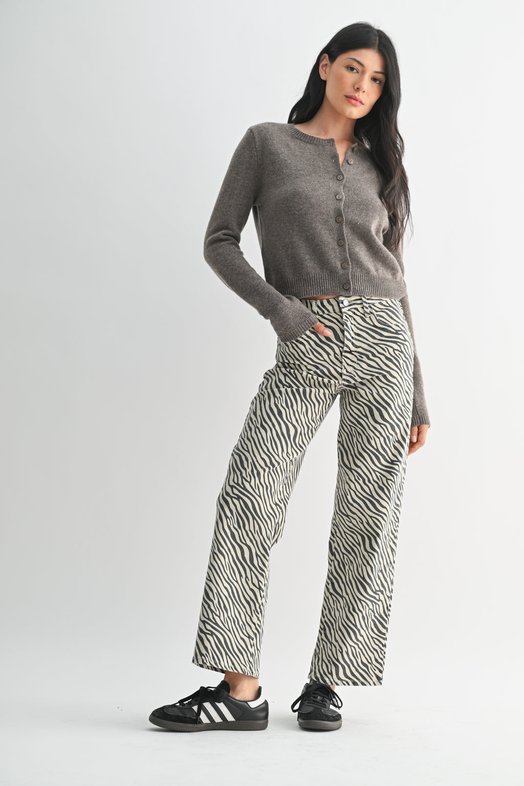 Millie Zebra Wide‑Leg Pants