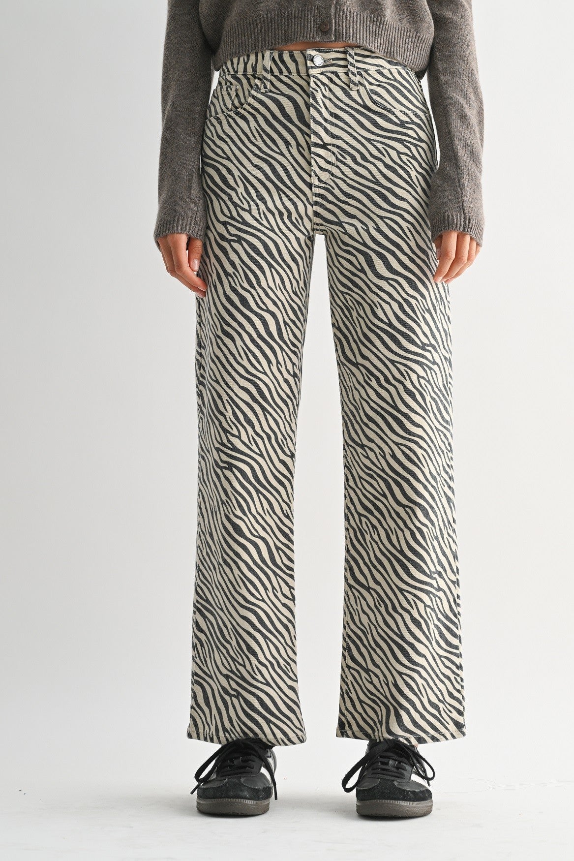 Millie Zebra Wide‑Leg Pants