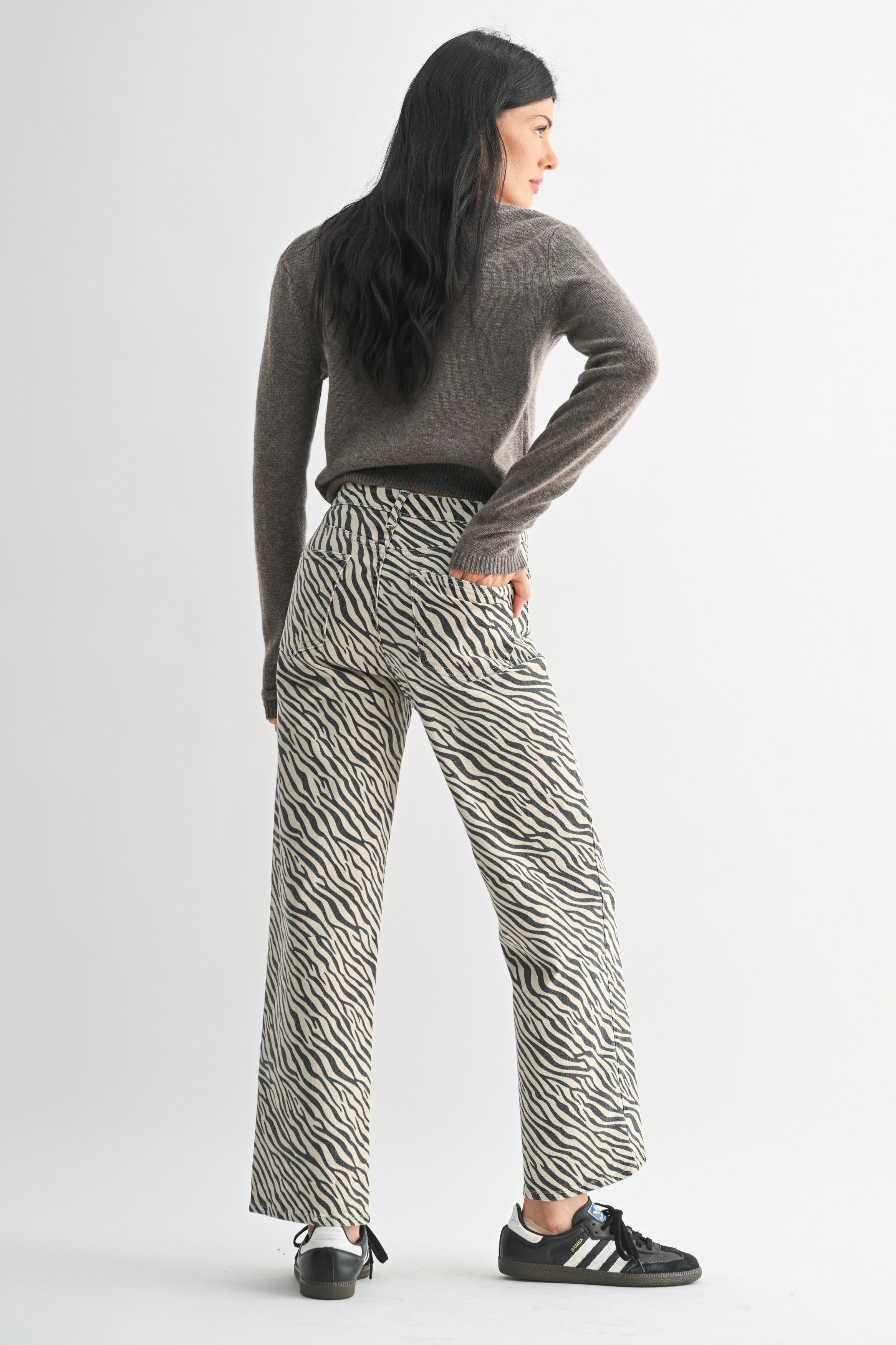 Millie Zebra Wide‑Leg Pants