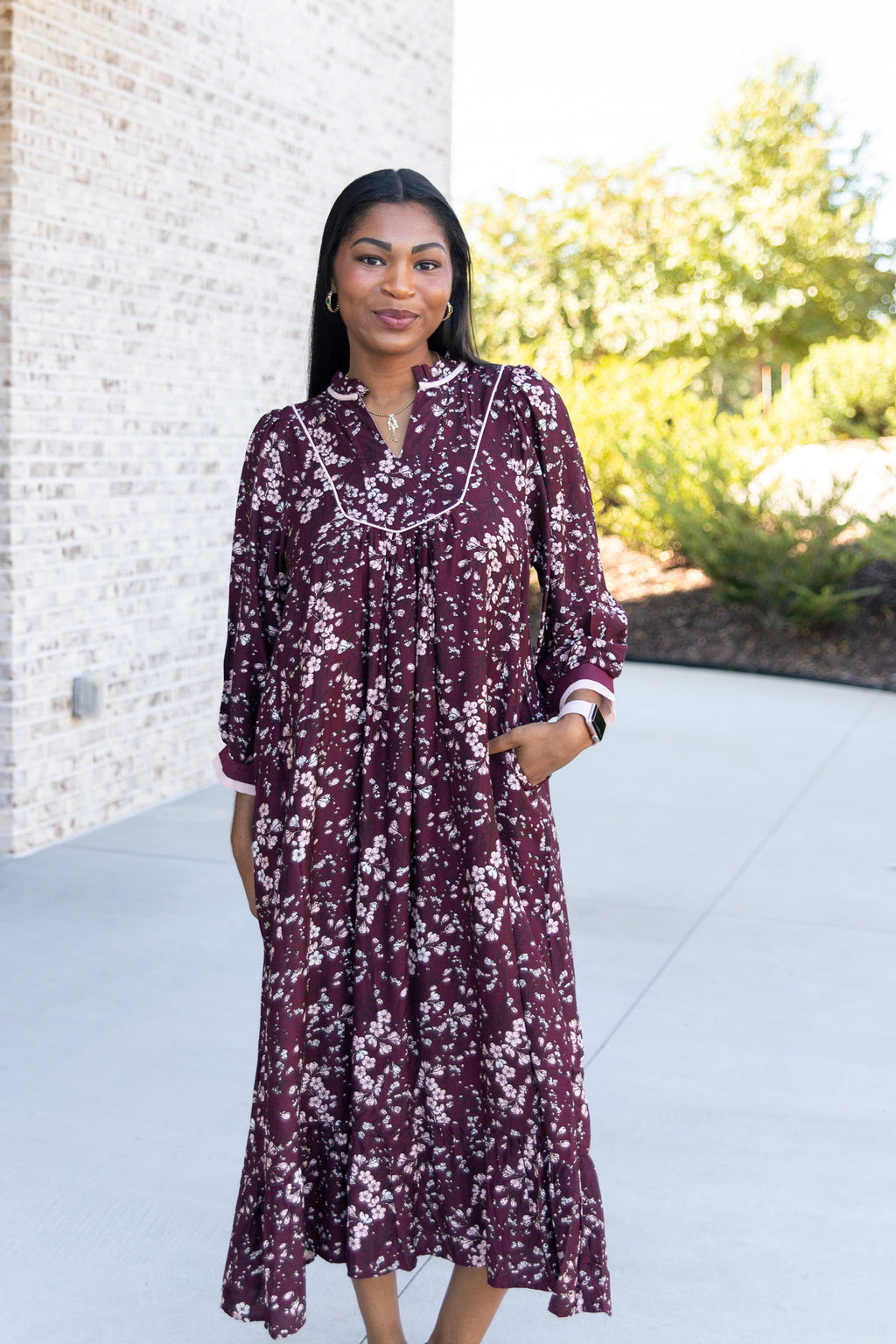 Maribel Floral Ruffle Midi Dress