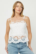 Margaret Cotton Eyelet Peplum Top