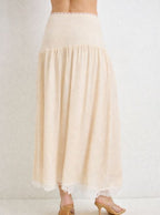 Lacy Detail Side Slit Midi Skirt
