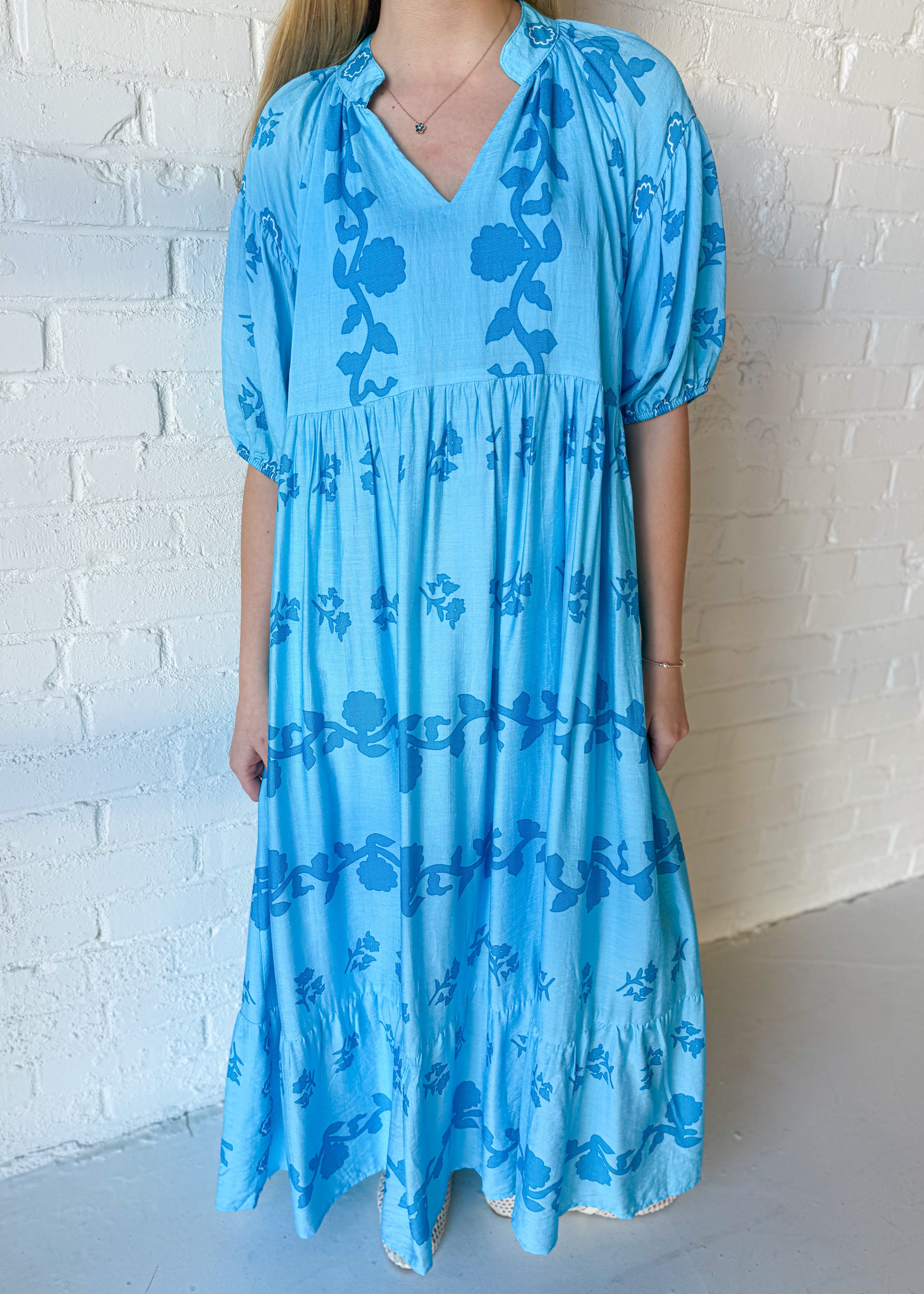 Eliza Tiered V-Neck Midi Dress