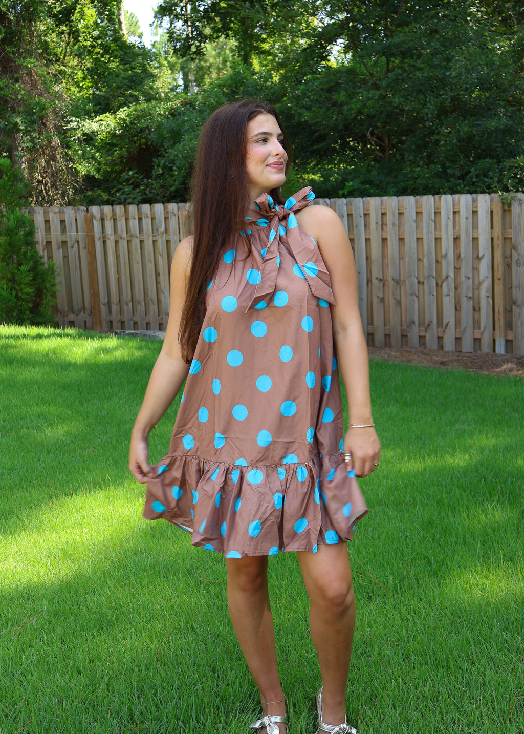 Celine Polka Dot Bow Neck Dress