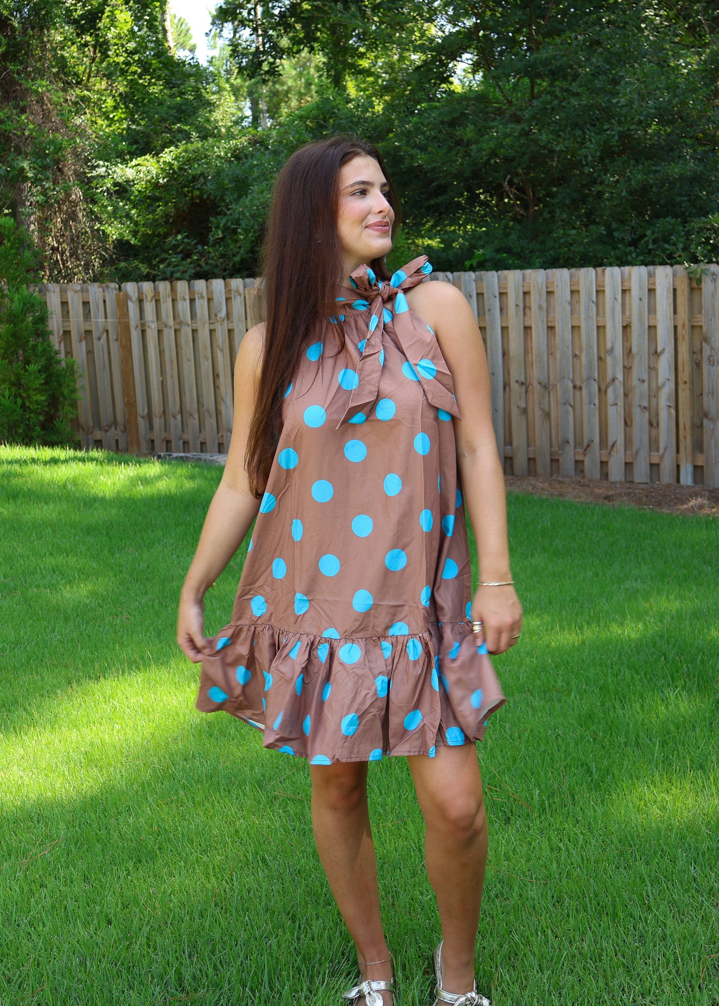 Celine Polka Dot Bow Neck Dress