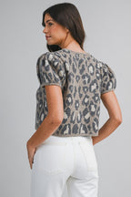 Leopard Jacquard Knit Top