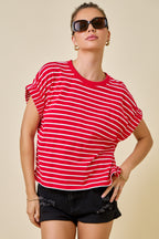 Zoe Striped Easy Knit T-Shirt Top