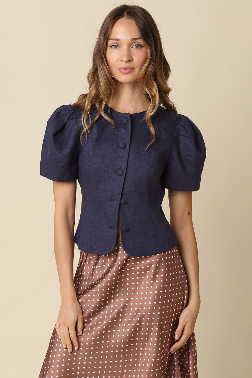 Selene Crimson Button Top