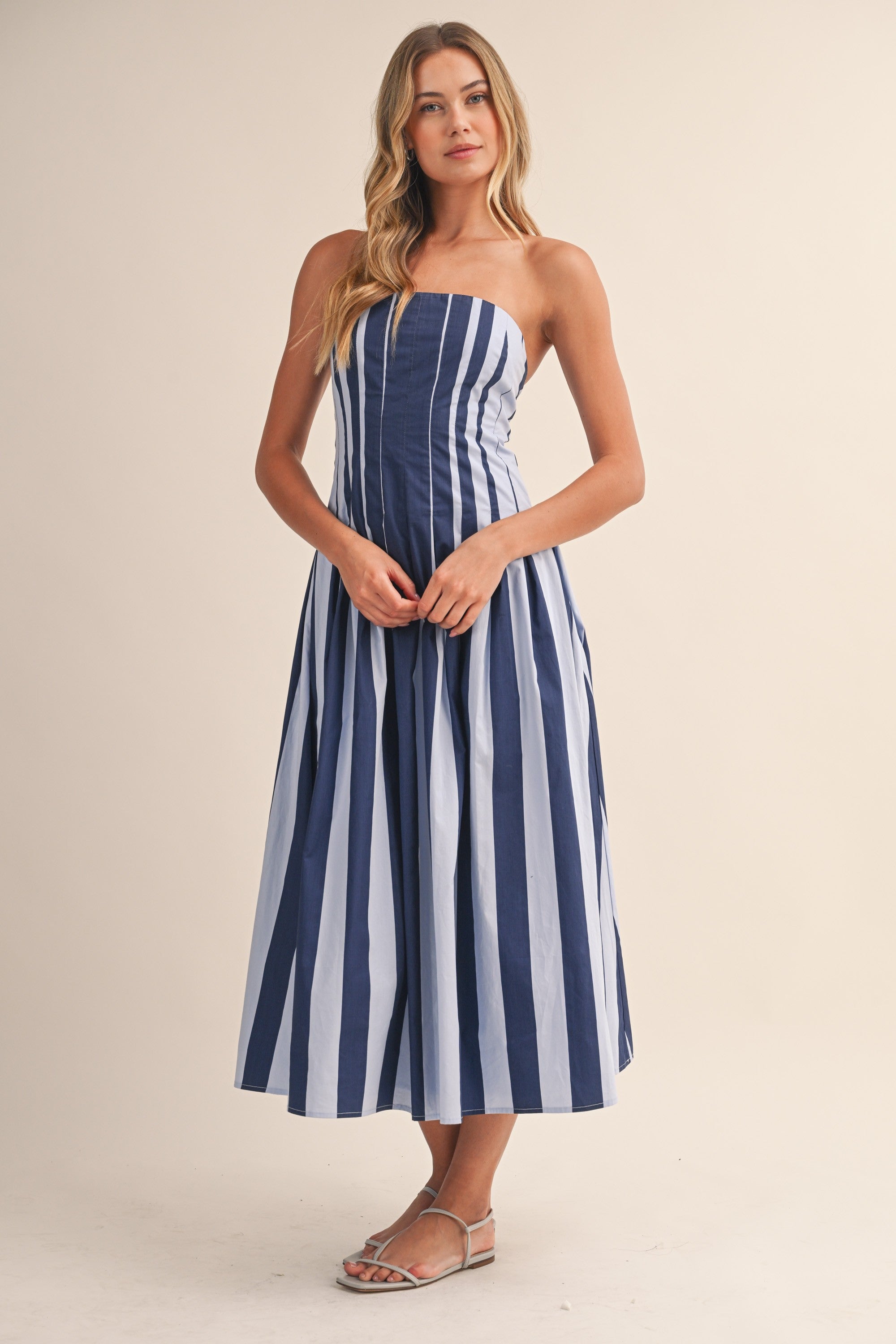 Madalyn Strapless Flared Midi Dress