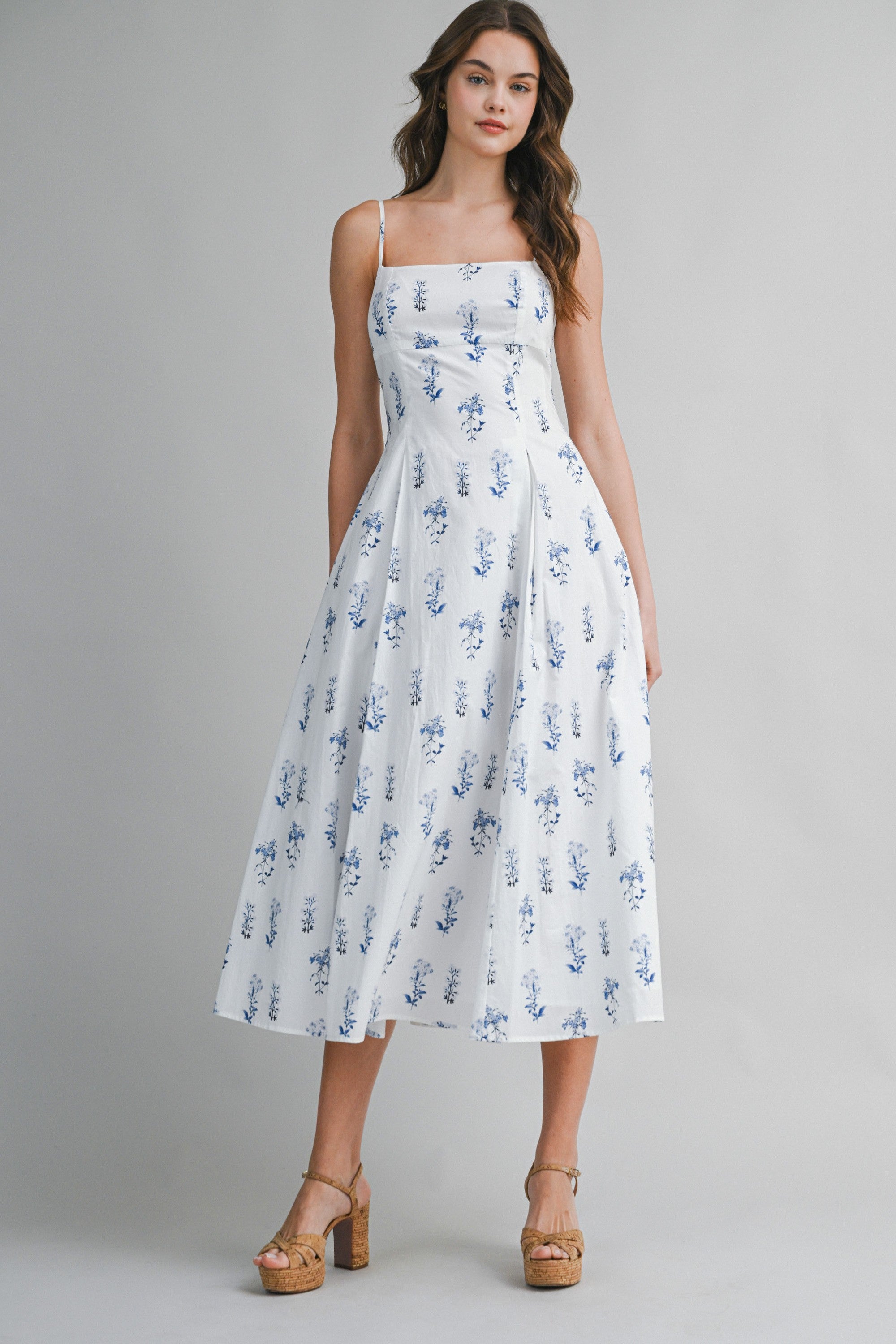 Brielle Meadow Strap Midi Dress