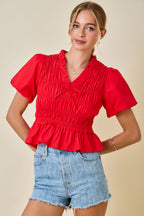 Smocked Peplum Top