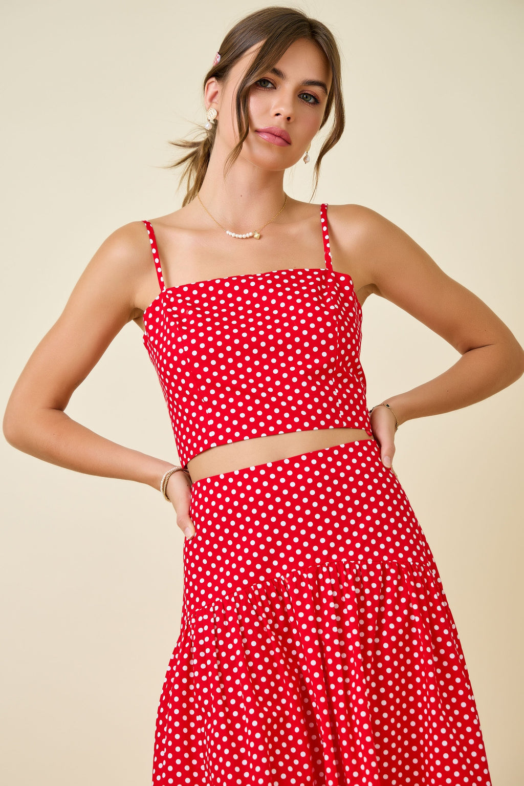 Jane Polka Dot Sleeveless Crop Top