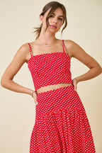Jane Polka Dot Sleeveless Crop Top