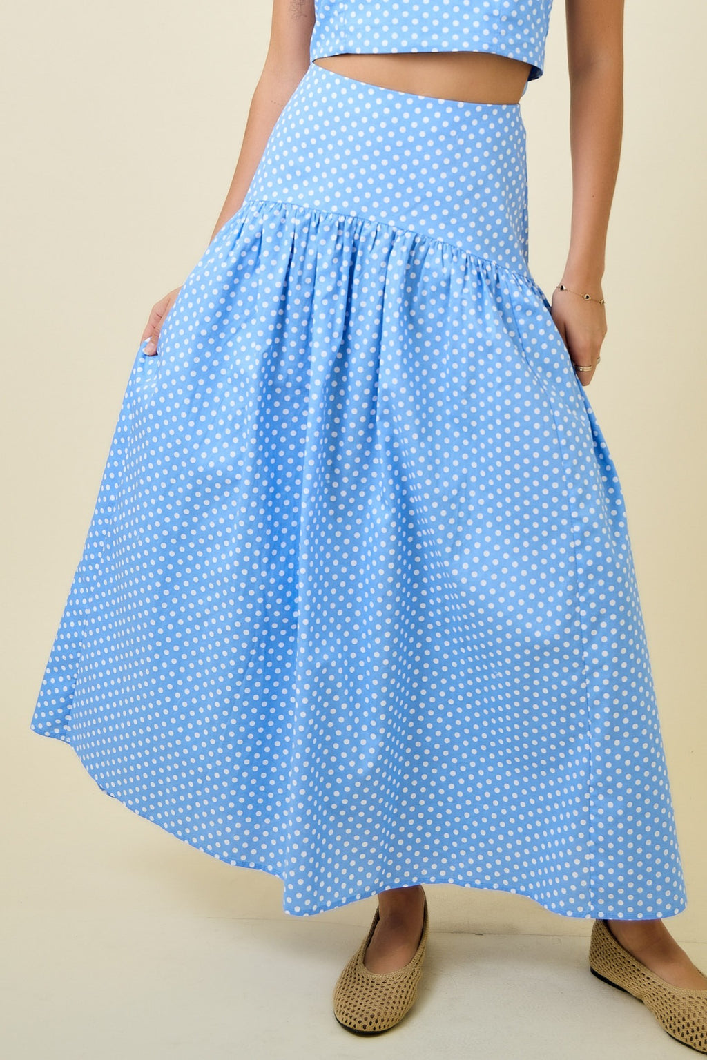Jane Polka Dot Flared Maxi Skirt