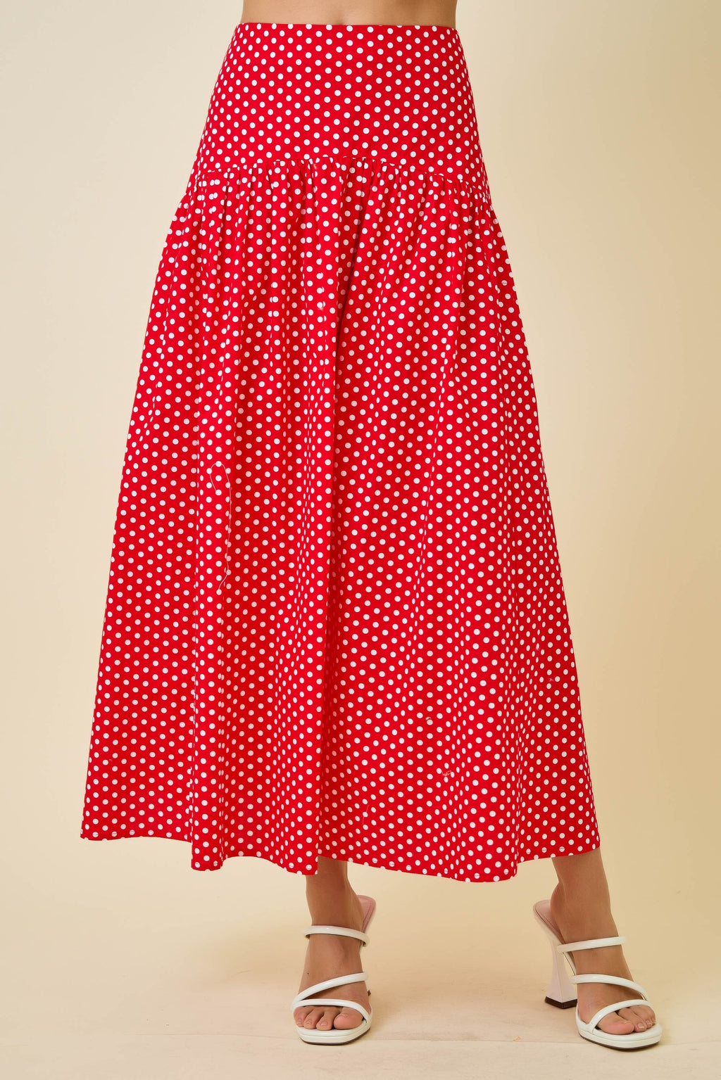 Jane Polka Dot Flared Maxi Skirt