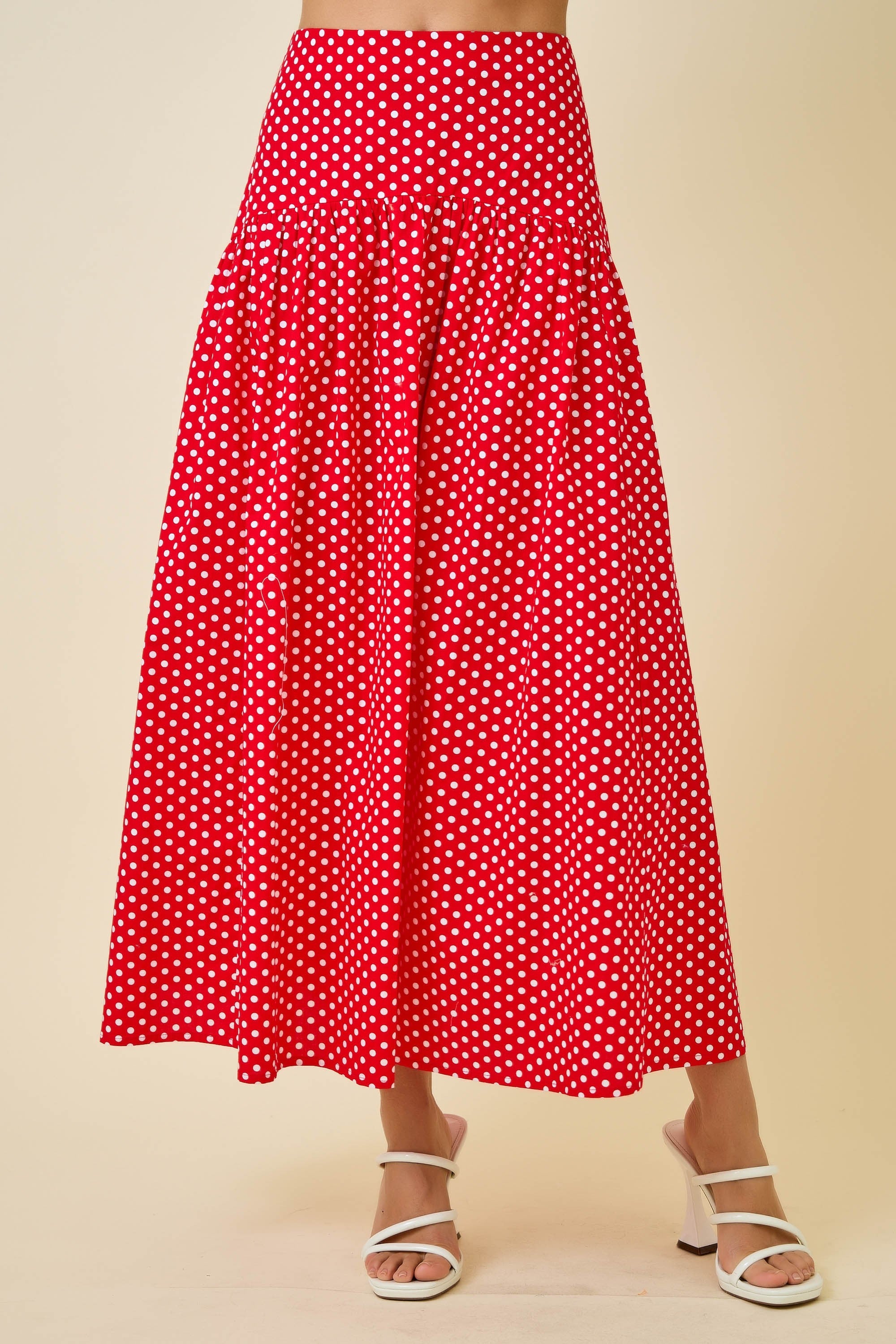 Jane Polka Dot Flared Maxi Skirt