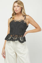 Margaret Cotton Eyelet Peplum Top