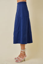 Fae Front‑Zip Midi Skirt