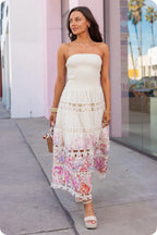 Celeste Floral Eyelet Tube Maxi Dress