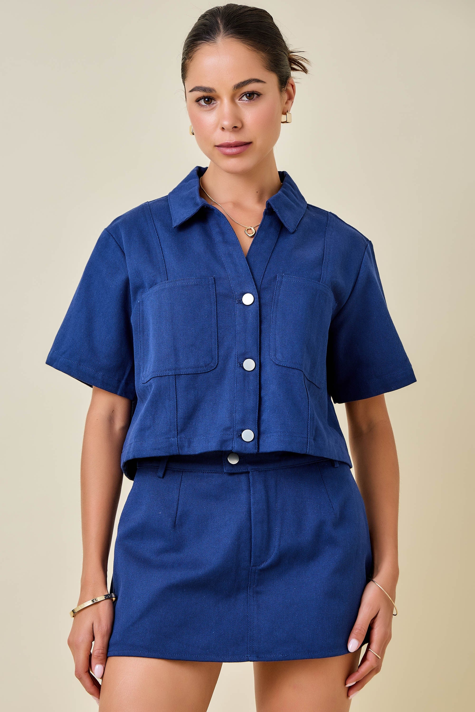 Lavinia Boxy Crop Denim Top