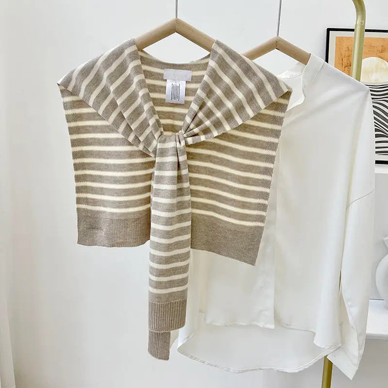 Cozy Knitted Striped Shawl Wrap