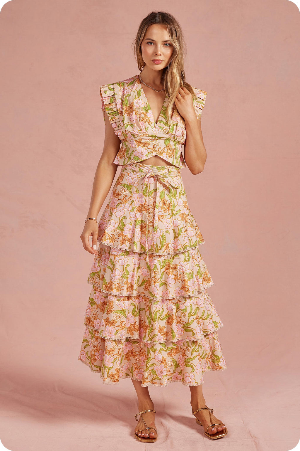 Fauna Bloom Midi Skirt Set
