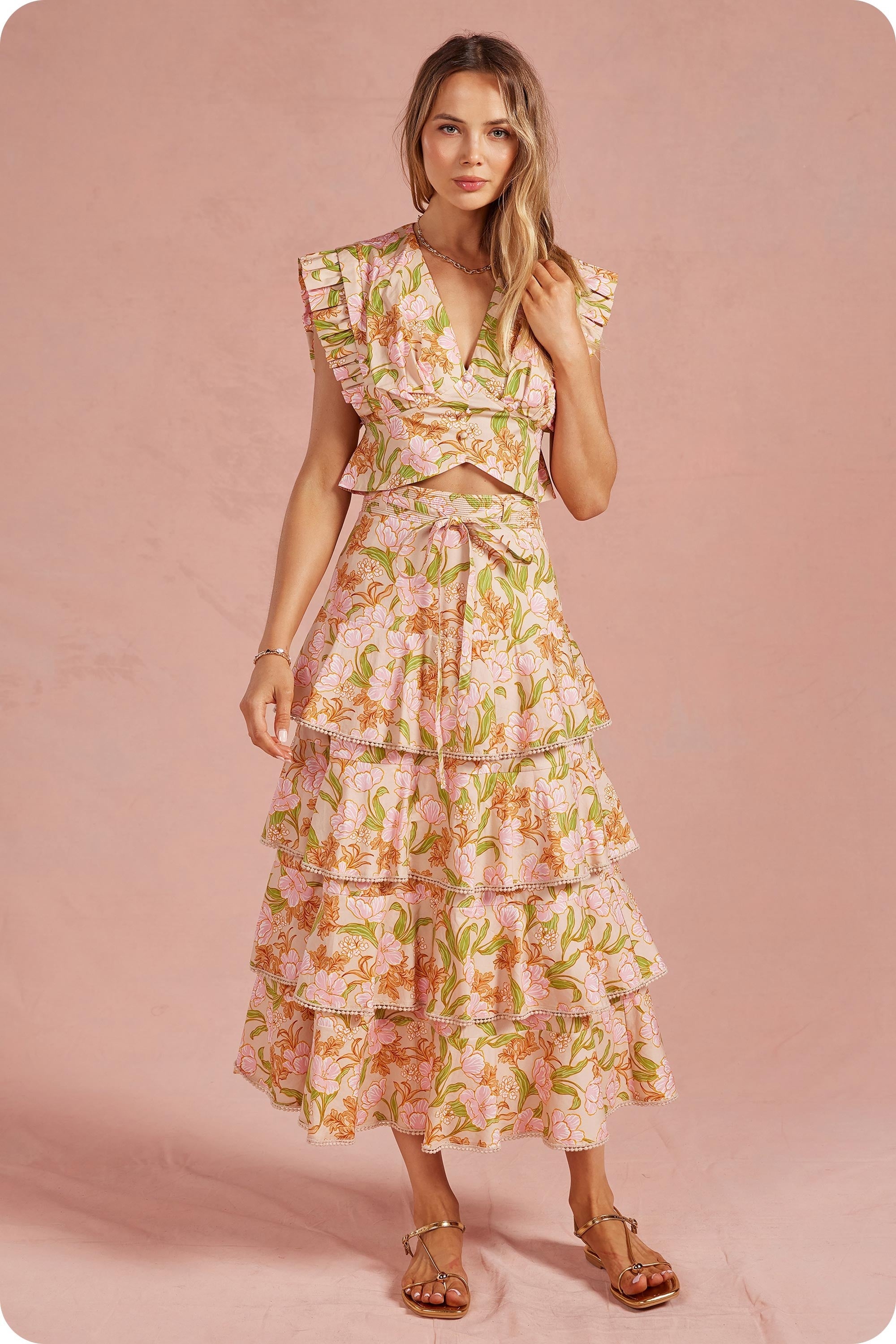 Fauna Bloom Midi Skirt Set