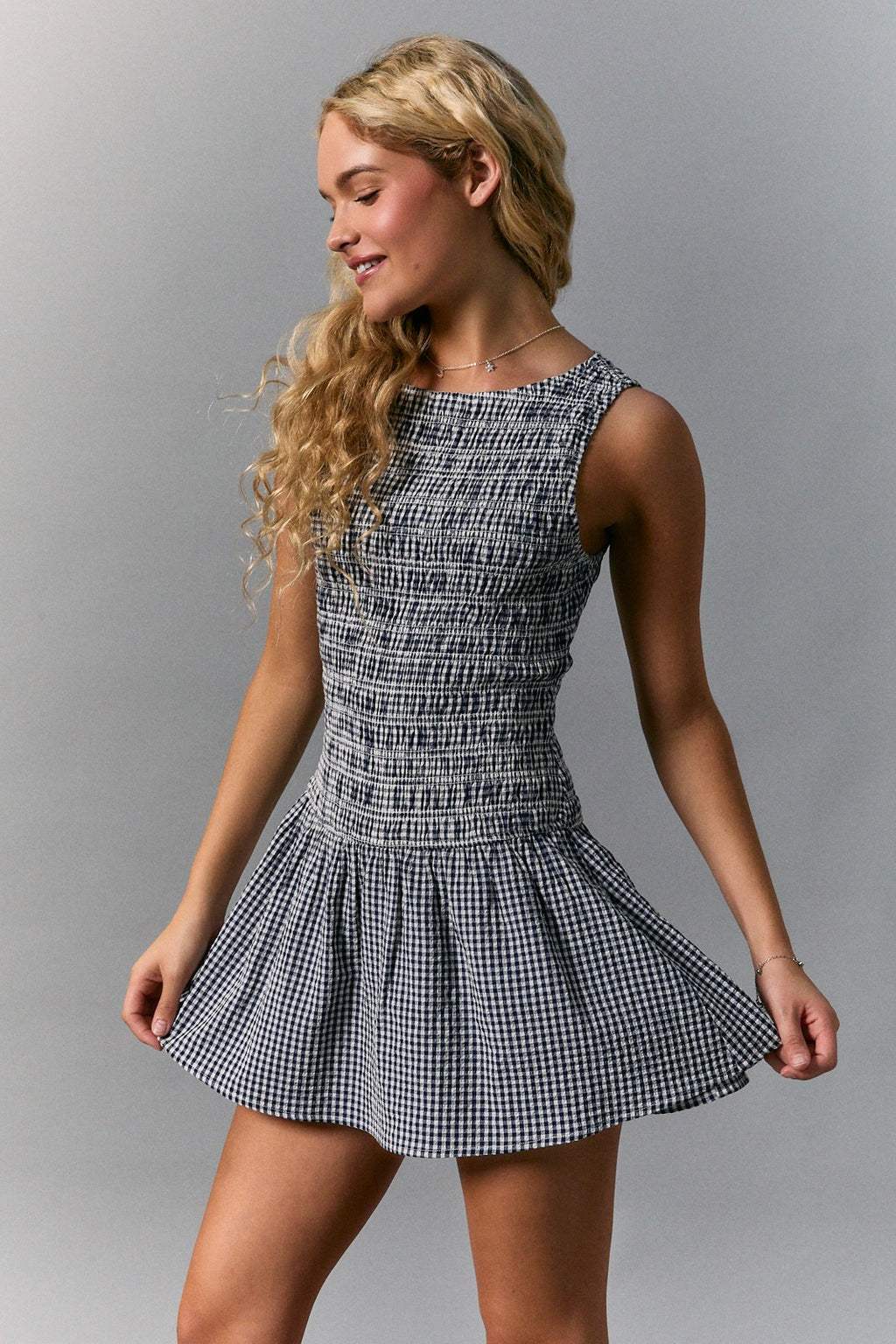 Cecelia Smocked Gingham Mini Dress