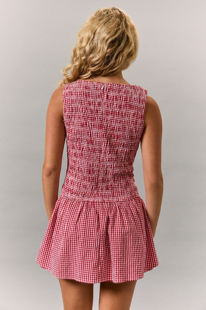 Cecelia Smocked Gingham Mini Dress