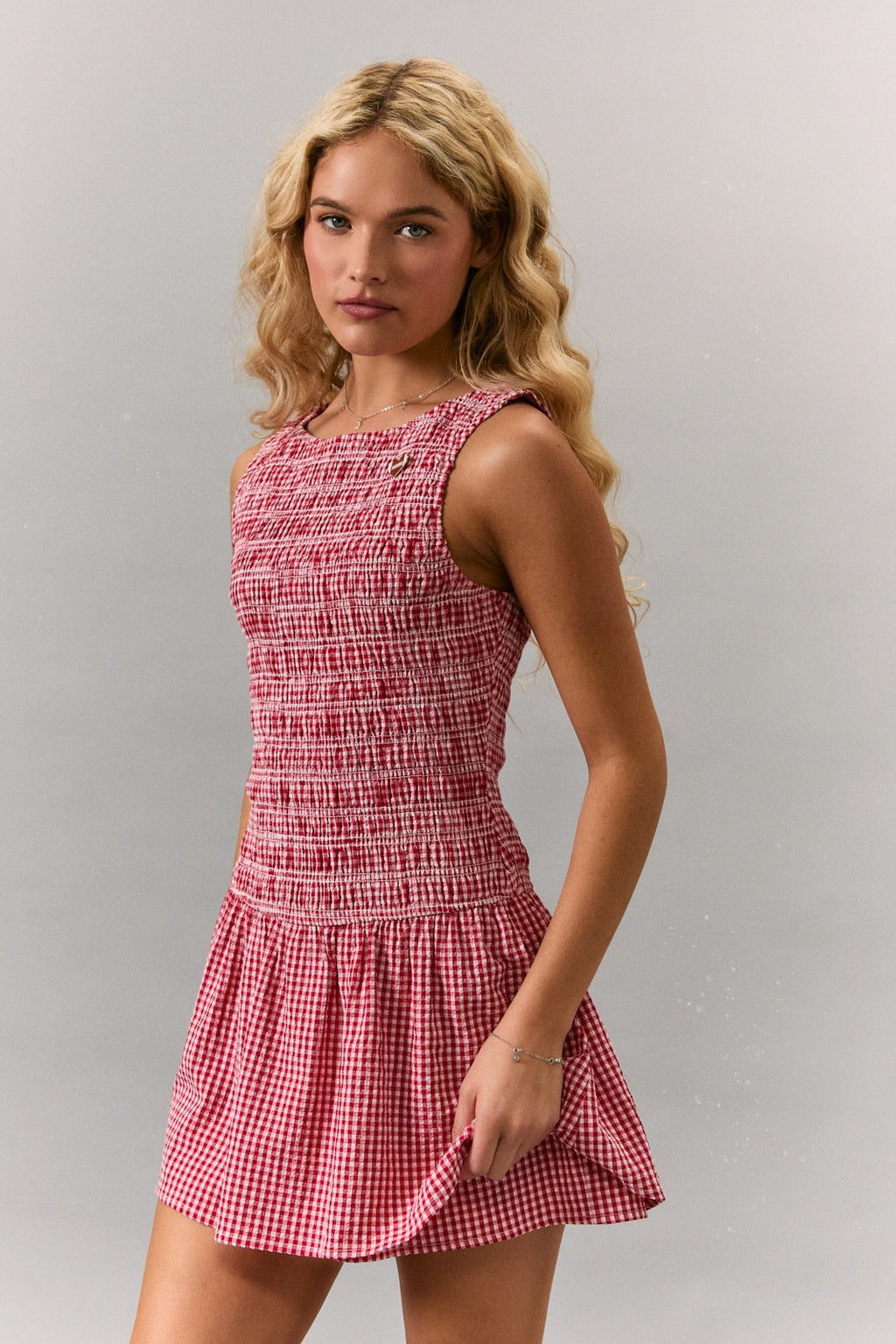 Cecelia Smocked Gingham Mini Dress