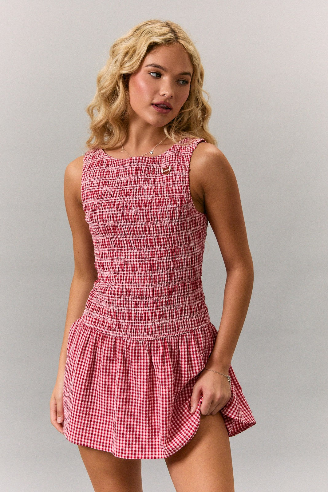 Cecelia Smocked Gingham Mini Dress