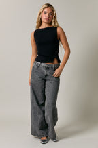 Becca Ribbed Button‑Side Top