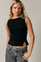 Becca Ribbed Button‑Side Top