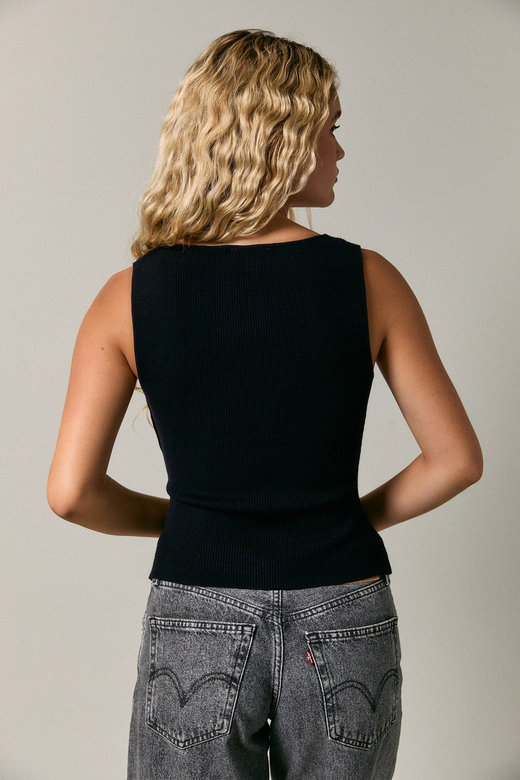 Becca Ribbed Button‑Side Top