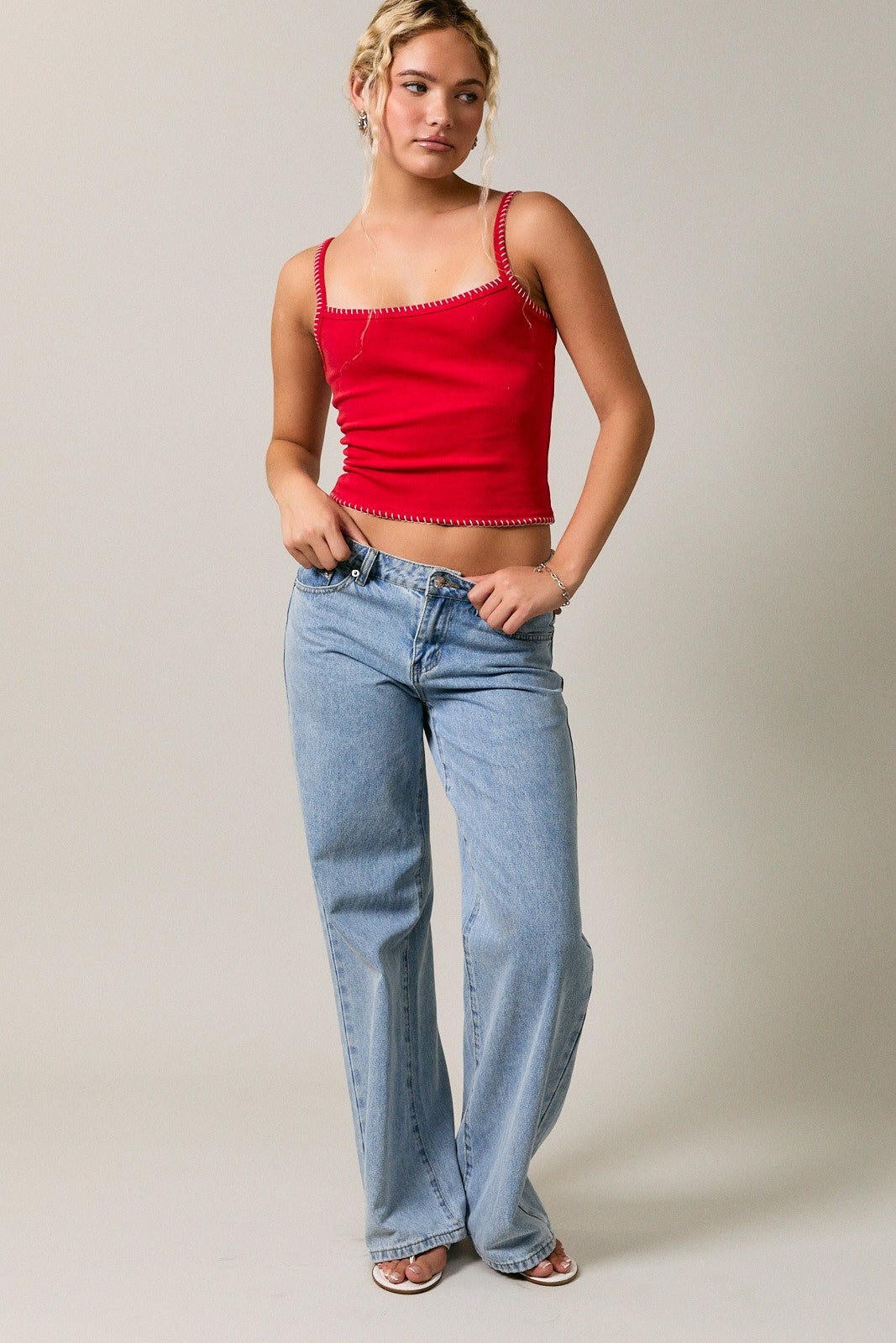 Carly Contrast Stitch Tank Top