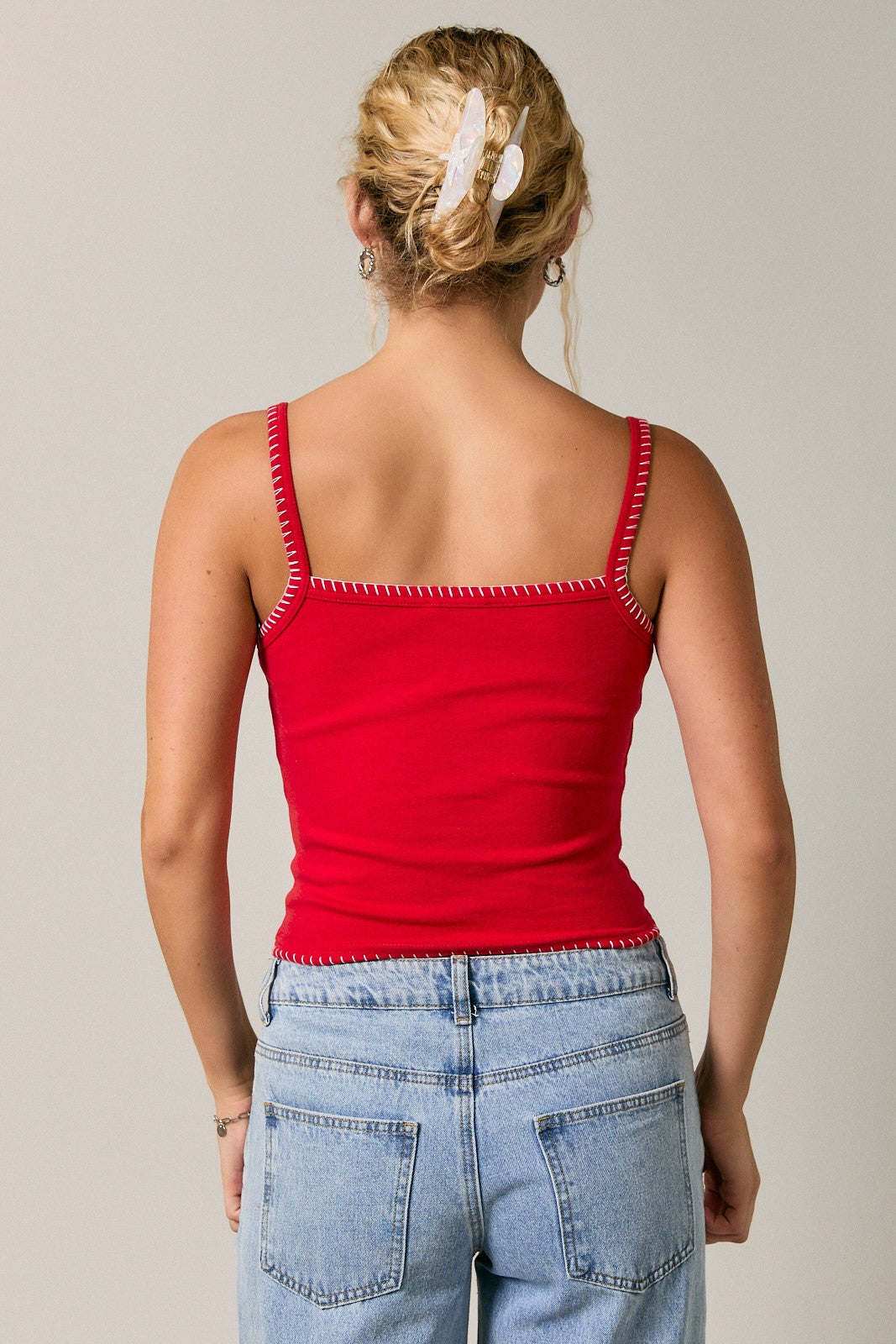 Carly Contrast Stitch Tank Top