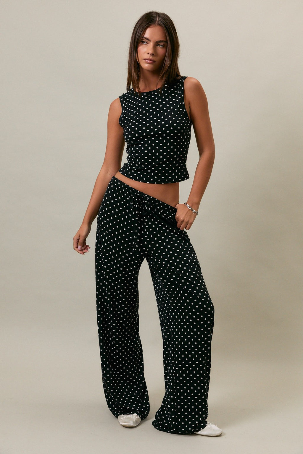 Melany Polka Dot Knit Top