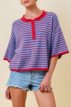 Stella Stripe Henley Cardigan