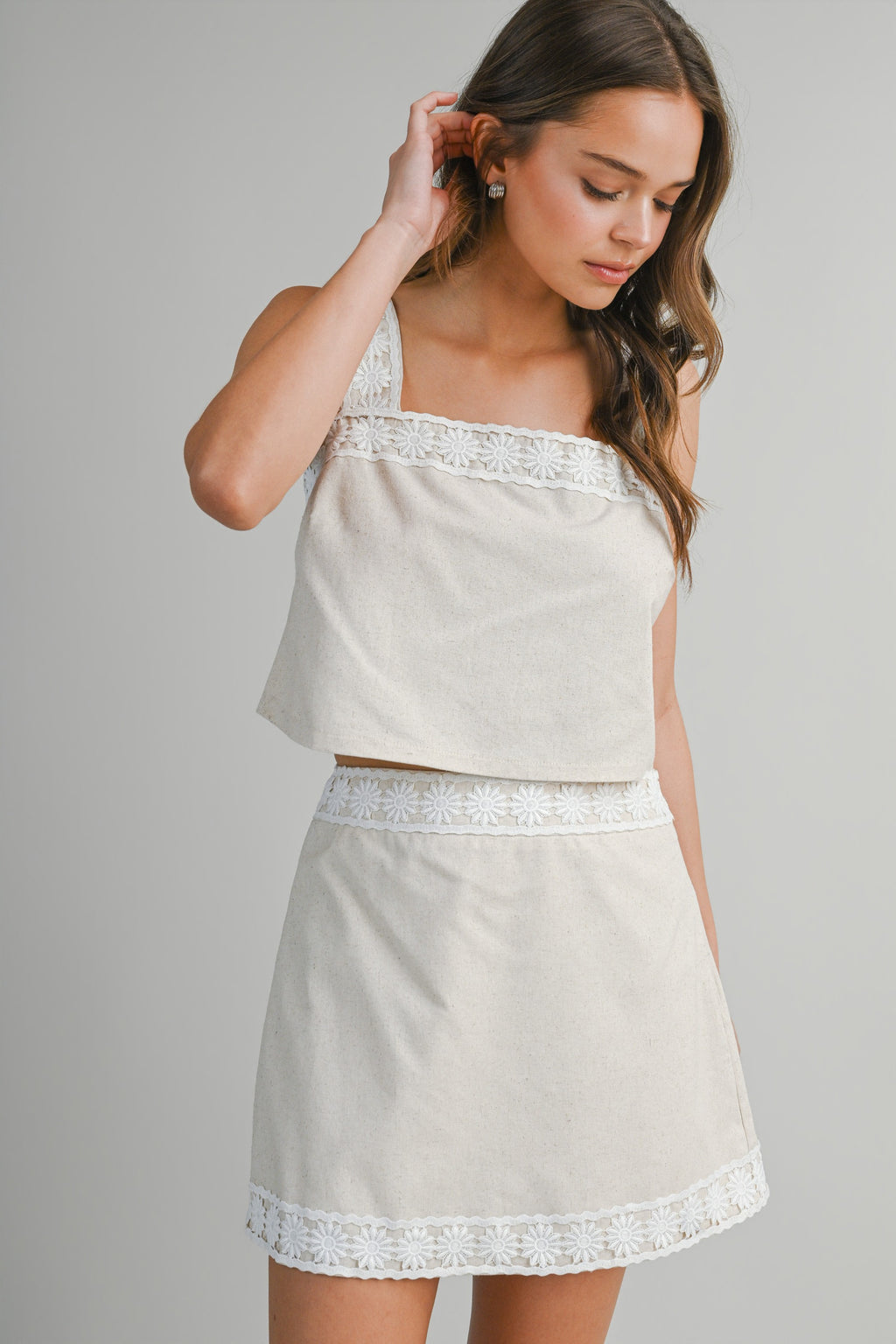 Ivy Floral Crochet Top And Skirt Set