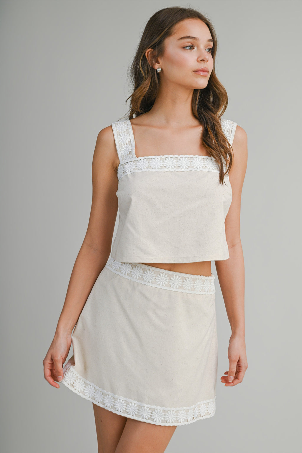 Ivy Floral Crochet Top And Skirt Set