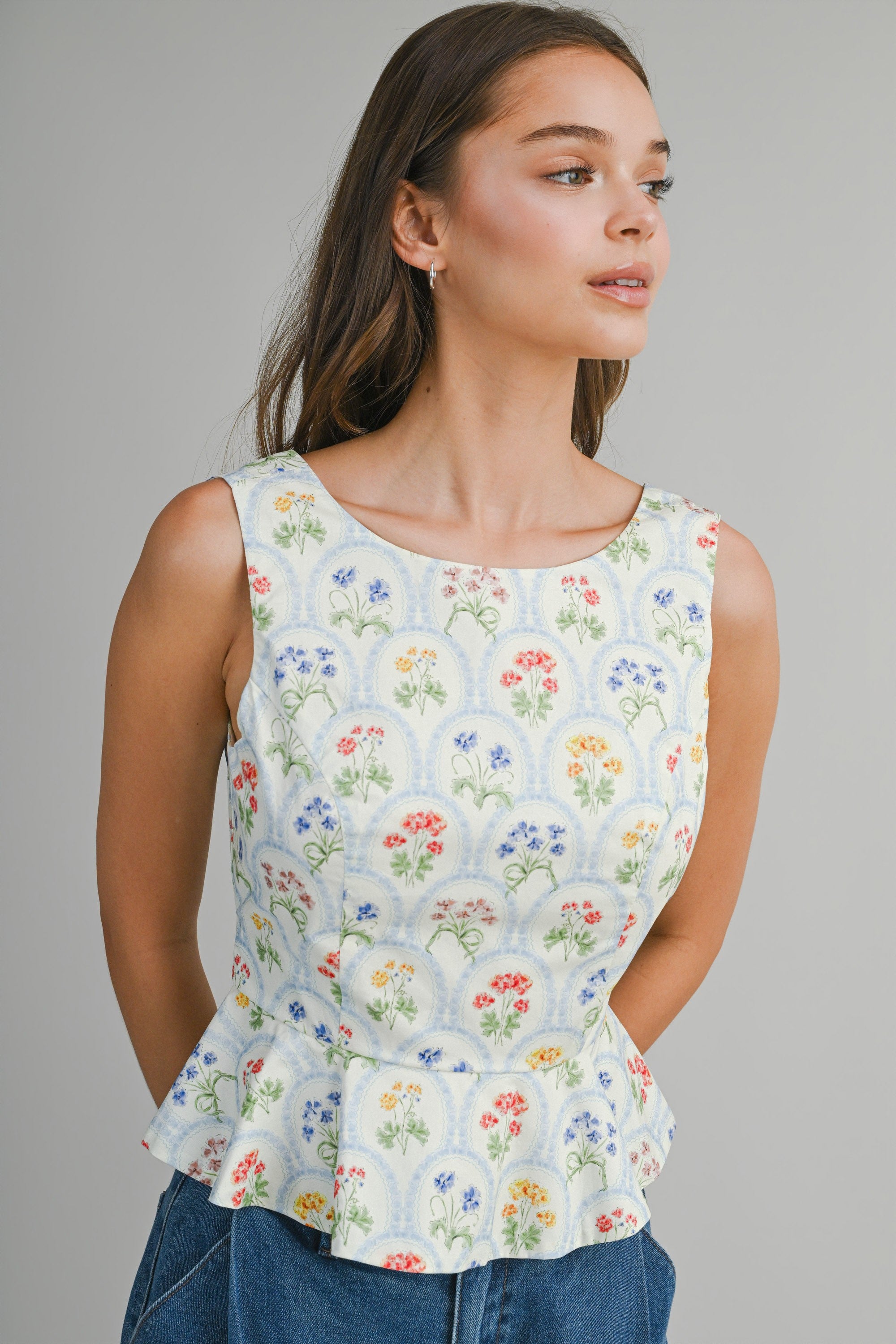 Louisa Botanical Print Sleeveless Top