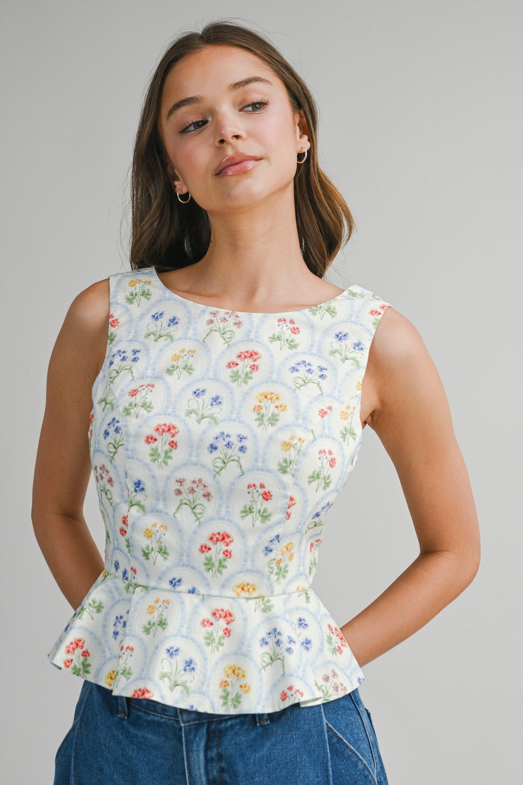 Louisa Botanical Print Sleeveless Top