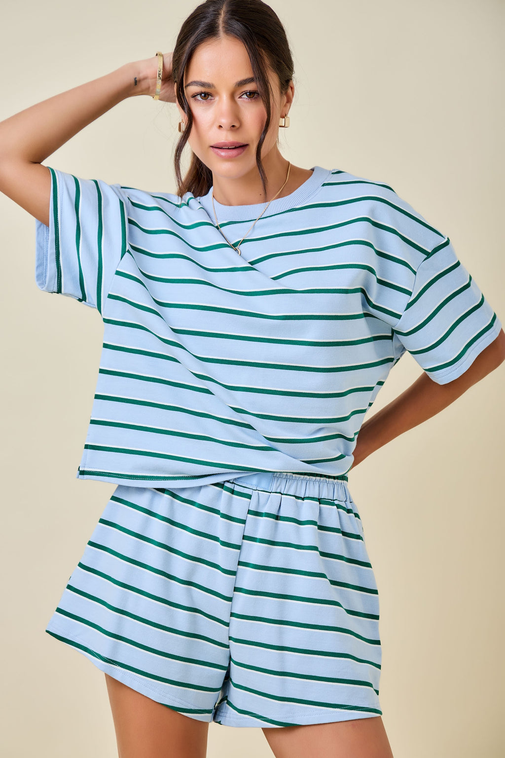Harper Striped Boxy Drop Shoulder Top