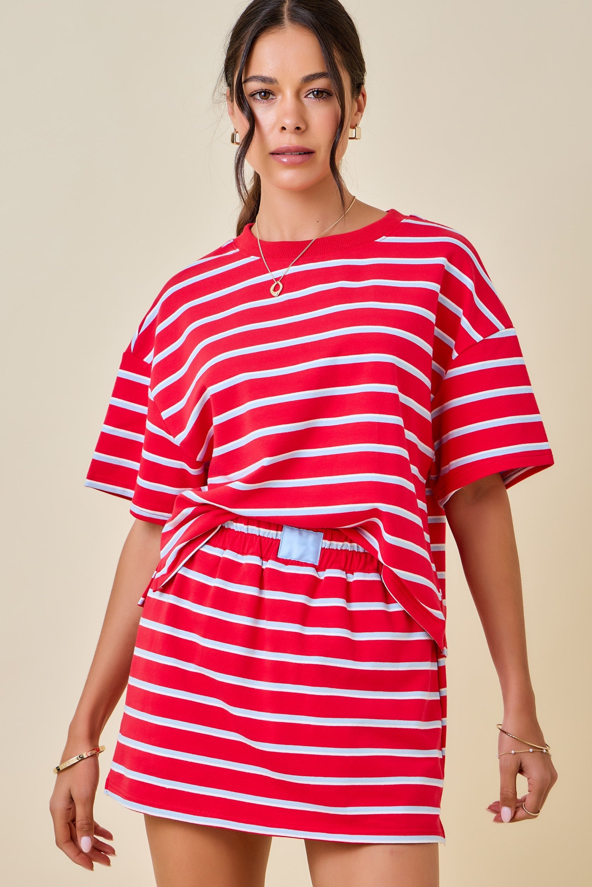 Harper Striped Boxy Drop Shoulder Top
