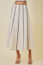 Chloe Contrast Piped Midi Skirt
