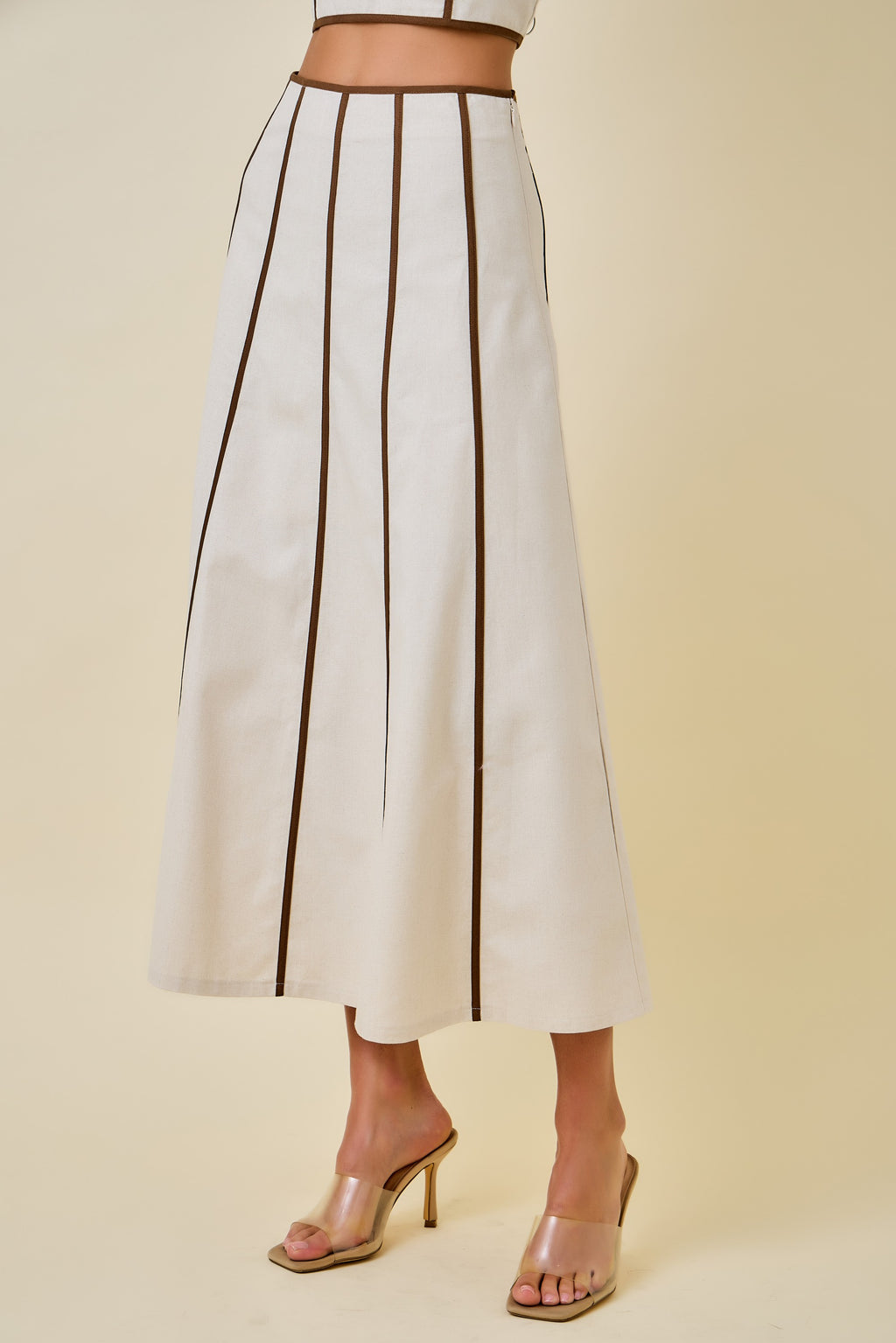 Chloe Contrast Piped Midi Skirt
