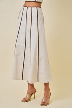 Chloe Contrast Piped Midi Skirt