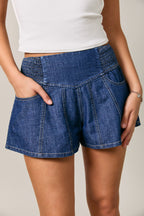 Sidney Smocked Waist Denim Shorts