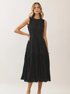 Mya Drop Waist Sleeveless Midi Dress