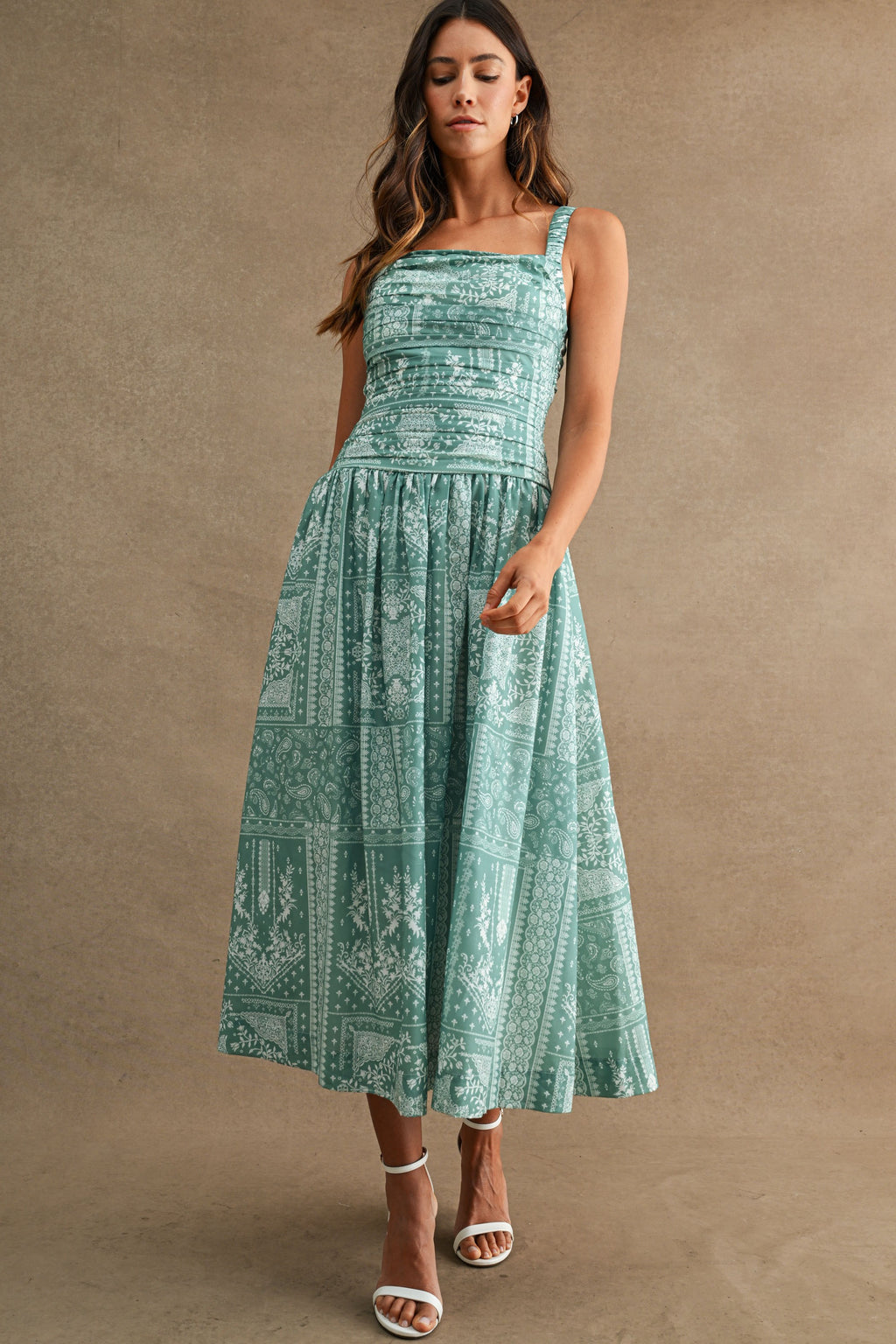 Gracie Paisley Print Midi Dress